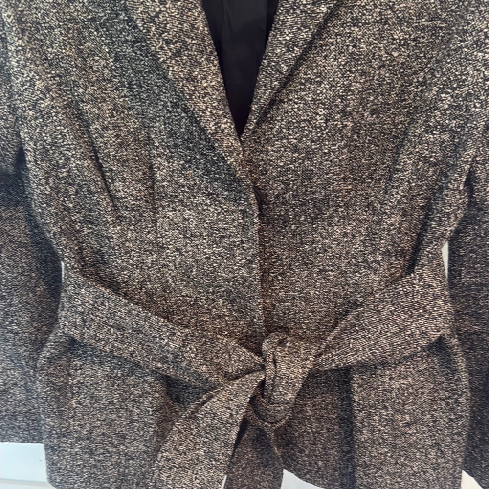 Ann Taylor Gray Tweed Belted Blazer - Picture 3 of 3